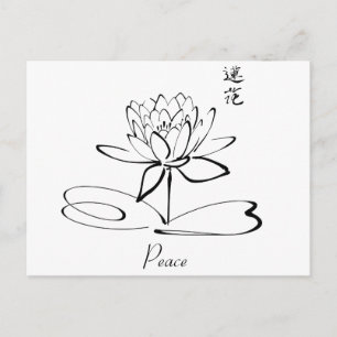 Aangepaste kleuren/tekst vredeswater Lotus Chinese Briefkaart