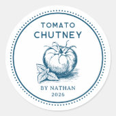 Aangepaste kleuren tomaat chutney inblikken ronde sticker (Voorkant)