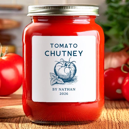 Aangepaste kleuren tomaat chutney vierkante sticker