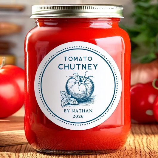Aangepaste kleuren tomatenchutney inmaken ronde sticker