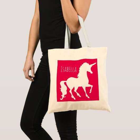 Aangepaste kleuren Unicorn Silhouette Kinder Tote Bag (Voorkant (product))