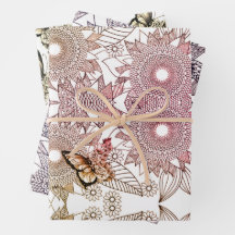 Aangepaste kleuren Vlinder Mandala Inpakpapier Sh