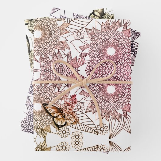 Aangepaste kleuren Vlinder Mandala Inpakpapier Sh Vel (In situ)