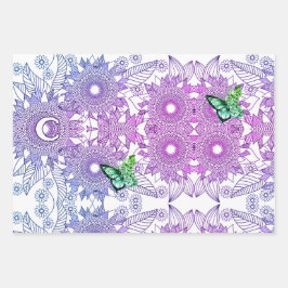Aangepaste kleuren Vlinder Mandala Inpakpapier Vel