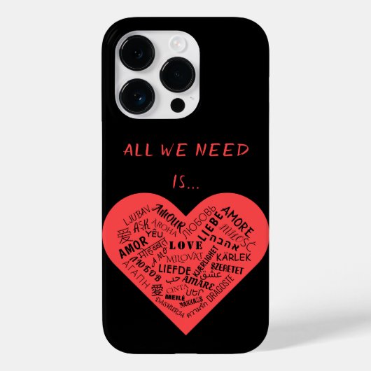 Aangepaste kleuren voor meertalige liefdestekst Case-Mate iPhone case (Achterkant)
