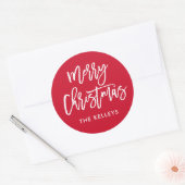 Aangepaste kleuren voor prettig kerstscript aangep ronde sticker (Envelop)