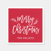 Aangepaste kleuren voor prettig kerstscript aangep servet (Voorkant)