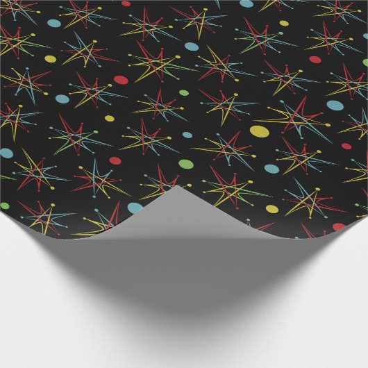 Aangepaste kleuren voor ruimtetijdperk atoomretro- cadeaupapier (Hoek)