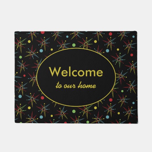 Aangepaste kleuren voor ruimtetijdperk atoomretro- deurmat (Voorkant)