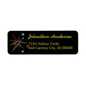 Aangepaste kleuren voor ruimtetijdperk atoomretro- etiket (Voorkant)