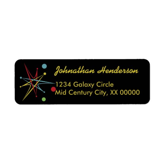 Aangepaste kleuren voor ruimtetijdperk atoomretro- etiket (Voorkant)