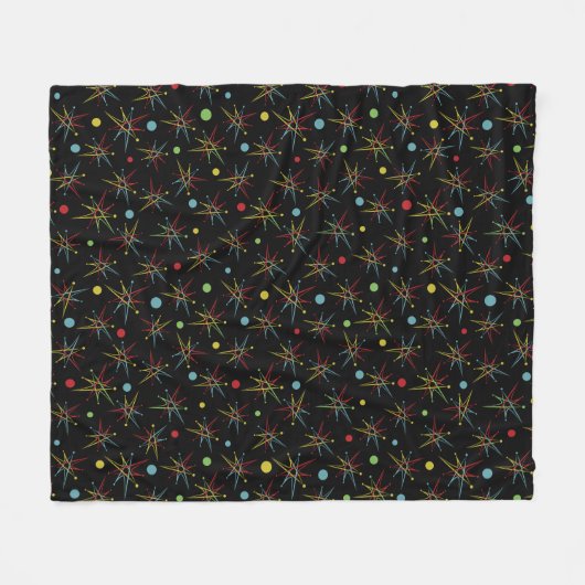 Aangepaste kleuren voor ruimtetijdperk atoomretro- fleece deken (Voorkant (Horizontaal))