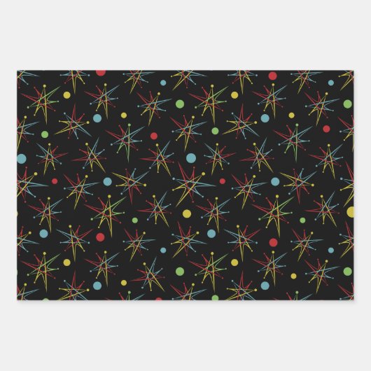 Aangepaste kleuren voor ruimtetijdperk atoomretro- inpakpapier vel (Voorkant 3)