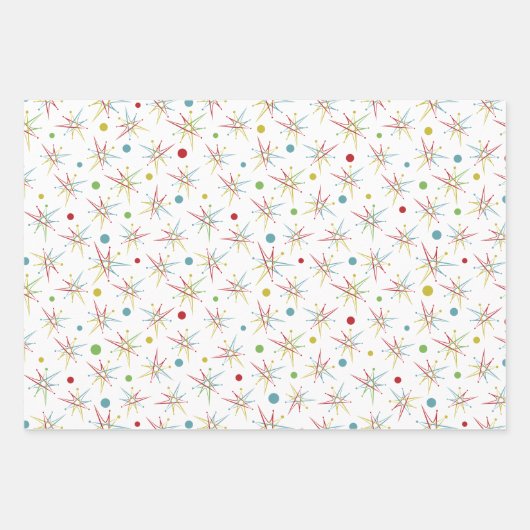 Aangepaste kleuren voor ruimtetijdperk atoomretro- inpakpapier vel (Voorkant 2)