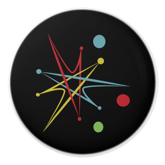 Aangepaste kleuren voor ruimtetijdperk atoomretro- keramische knop (Voorkant)