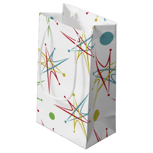 Aangepaste kleuren voor ruimtetijdperk atoomretro- klein cadeauzakje (Achterkant Gekanteld)