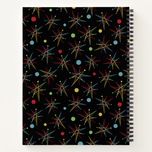 Aangepaste kleuren voor ruimtetijdperk atoomretro- notitieboek (Achterkant)