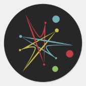 Aangepaste kleuren voor ruimtetijdperk atoomretro- ronde sticker (Voorkant)