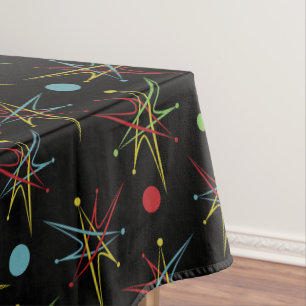 Aangepaste kleuren voor ruimtetijdperk atoomretro- tafelkleed