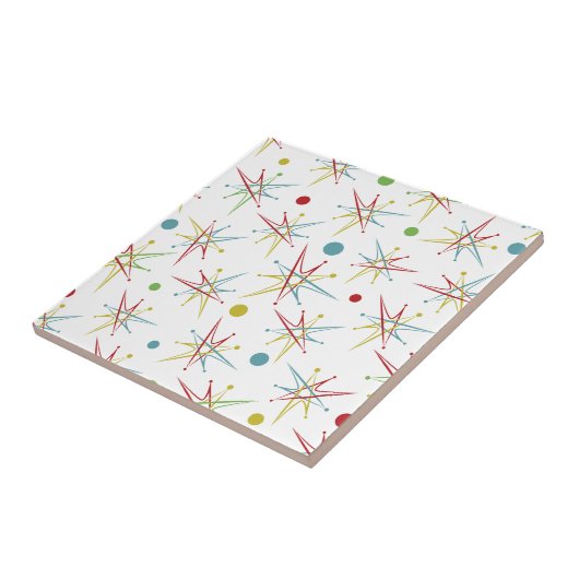 Aangepaste kleuren voor ruimtetijdperk atoomretro- tegeltje (Zijkant)