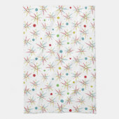 Aangepaste kleuren voor ruimtetijdperk atoomretro- theedoek (Verticaal)