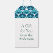 Aangepaste kleuren voor Scallop Floral Cadeaulabel (Voorkant)