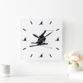 Aangepaste kleuren voor sneeuwskier Silhouette Vierkante Klok (Huis)