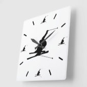 Aangepaste kleuren voor sneeuwskier Silhouette Vierkante Klok (Hoek)