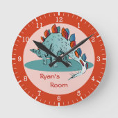 Aangepaste kleuren voor Stegosaurus (3) Ronde Klok (Voorkant)