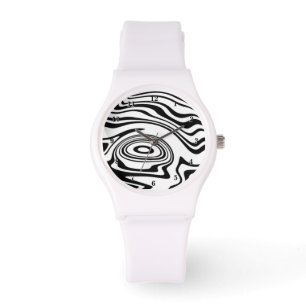 Aangepaste kleuren Waves Watch - zwart en wit Horloge