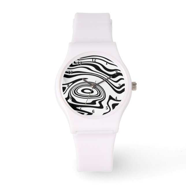 Aangepaste kleuren Waves Watch - zwart en wit Horloge (Voorkant)