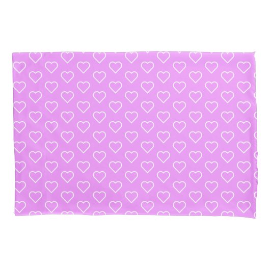 Aangepaste kleuren - Witte harten op Paarse kleure Kussensloop (Voorkant)