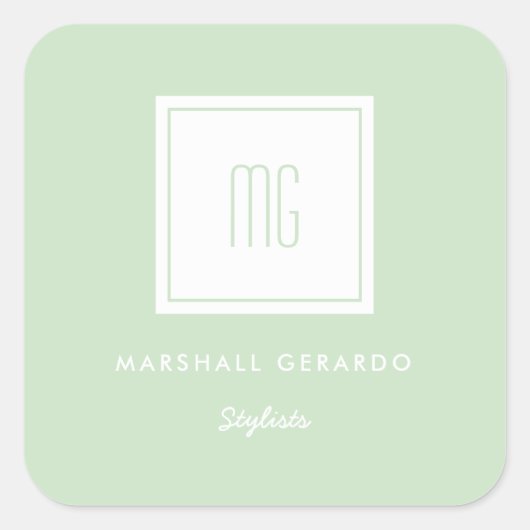 Aangepaste kleuren Witte Monogram zakelijke Logo S Vierkante Sticker (Voorkant)