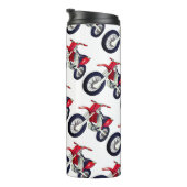 Aangepaste kleurenachtergrond rode vuilnisbak moto thermosbeker (Geroteerd rechts)