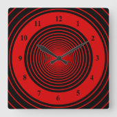 Aangepaste kleurencirkels wandklok - zwart rood (Voorkant)