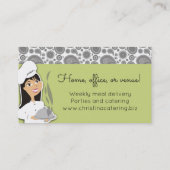 Aangepaste kleurendrukster chef zwarte haarcaterin visitekaartje (Achterkant)