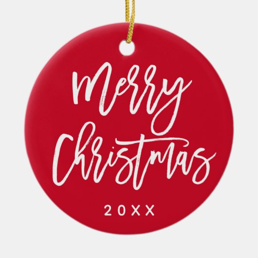 Aangepaste kleurenfoto voor prettig kerstscript keramisch ornament (Voorkant)