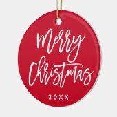 Aangepaste kleurenfoto voor prettig kerstscript keramisch ornament (Links)