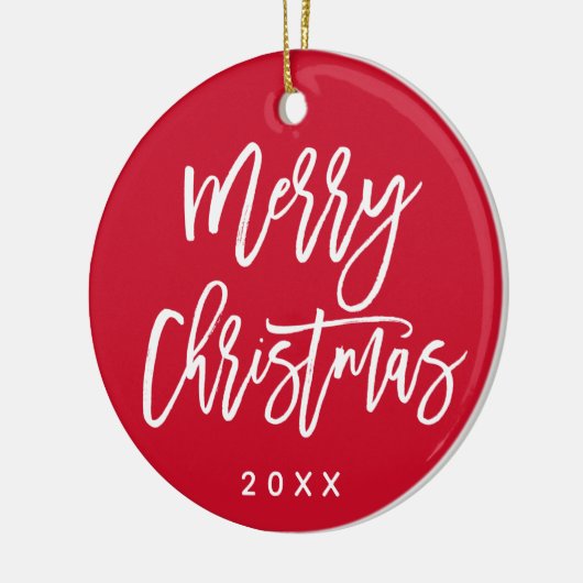 Aangepaste kleurenfoto voor prettig kerstscript keramisch ornament (Links)