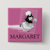 Aangepaste kleurengelcake bakkerij naam badge vierkante button 5,1 cm (Voorkant)