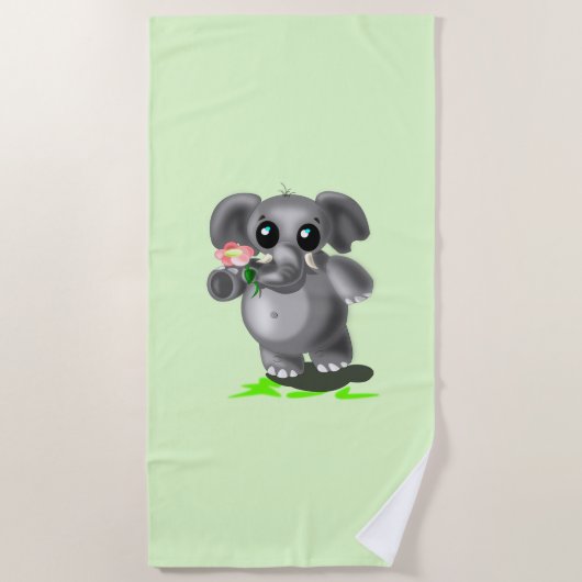 Aangepaste kleurenhanddoek met kleine olifant strandlaken (Voorkant)