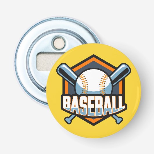 Aangepaste kleurenhonkbal button flesopener (Voorkant)