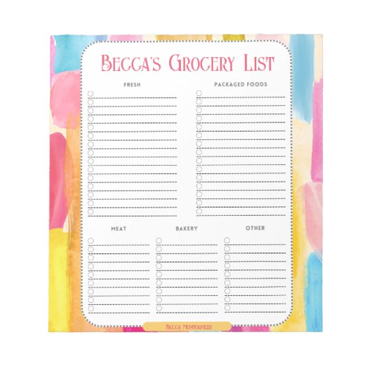 Aangepaste kleureninktlijst voor verven notitieblok (Voorkant)