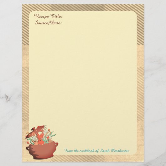 Aangepaste kleurenkookaroma's recept letterhead (Voorkant)