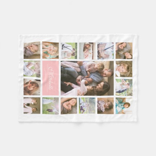 Aangepaste kleurenlegant handschrift fotocollage fleece deken (Voorkant (Horizontaal))