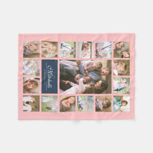 Aangepaste kleurenlegant handschrift fotocollage fleece deken (Voorkant (Horizontaal))