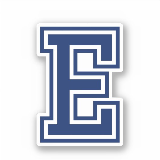 Aangepaste kleurenletter E sportieve college lette Sticker (Voorkant)