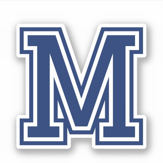 Aangepaste kleurenletter M sportieve college lette Sticker (Voorkant)