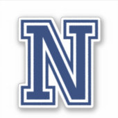 Aangepaste kleurenletter N sportief college letter Sticker (Voorkant)