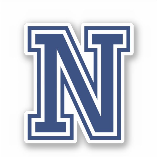 Aangepaste kleurenletter N sportief college letter Sticker (Voorkant)